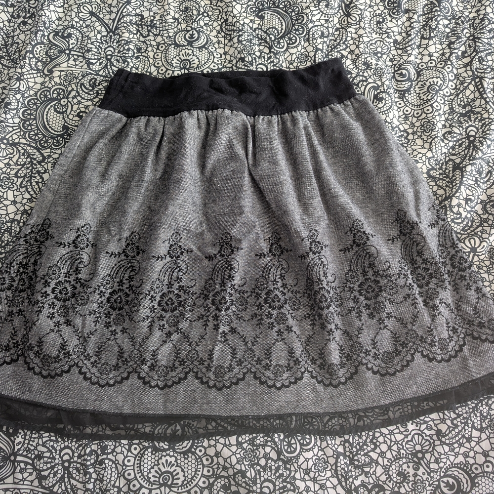 Studio Embellished Black and Gray Bubble Mini Skirt